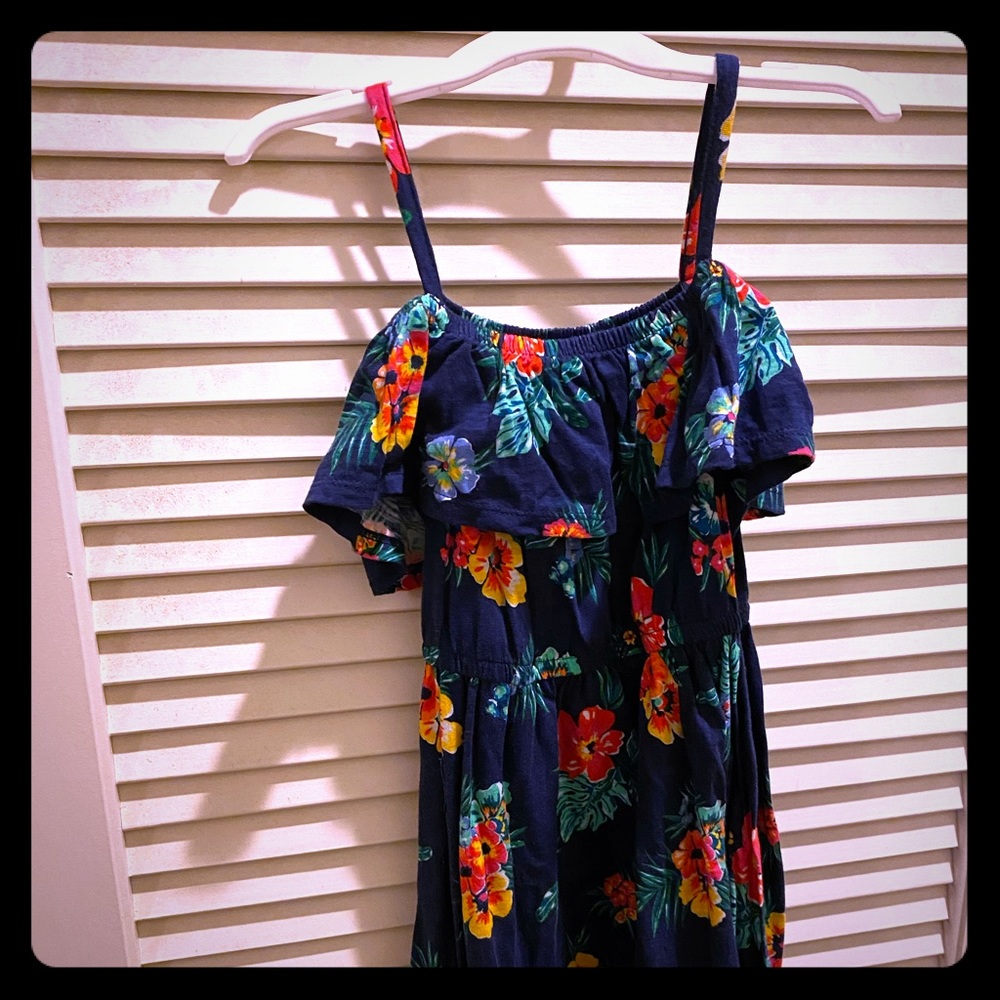 Girl kids blue flower dress/ Size 5T
